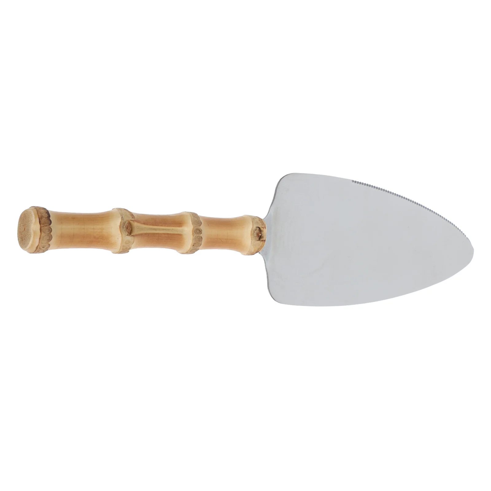

1Pcs Stainless Steel Cake Cutting Spatula Serrated Bamboo Handle Ergonomic Non Slip Kitchen Gadget for Steak Transfer Hotel