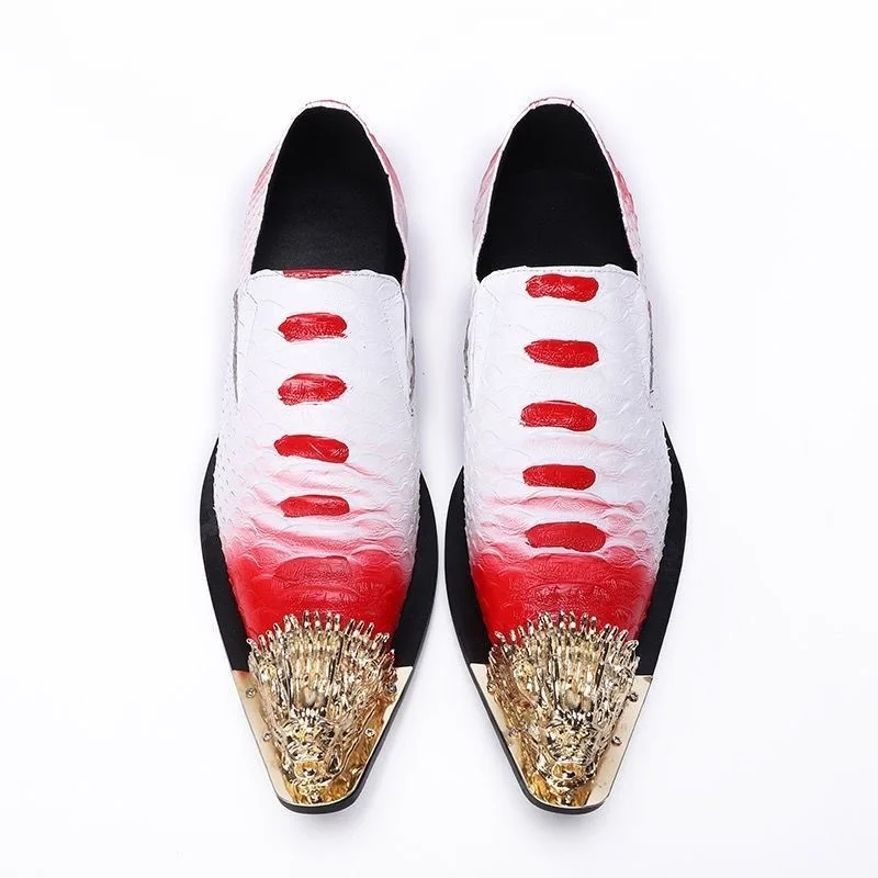 Men's Shoes Fashion Trendy Shoes Genuine Leather Pointed Iron Head Men's Casual Leather Shoes Personalized Nightclub Hairstylist