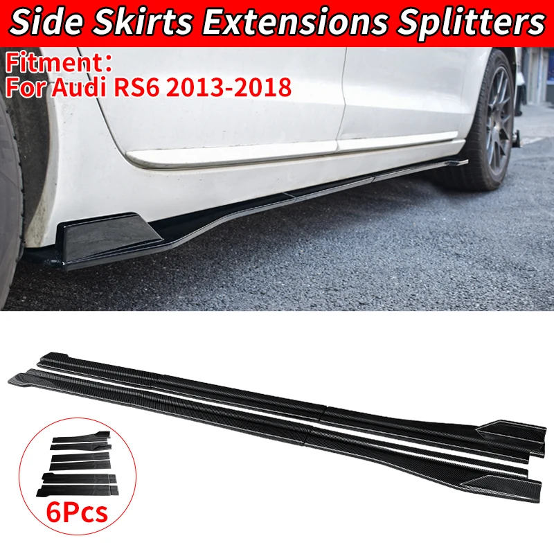 For Audi RS6 2013-2018 Car Side Skirt Carbon Fiber Surface Body Kit Bumper Lower Sill Side Surround Spoiler Scratch Protector