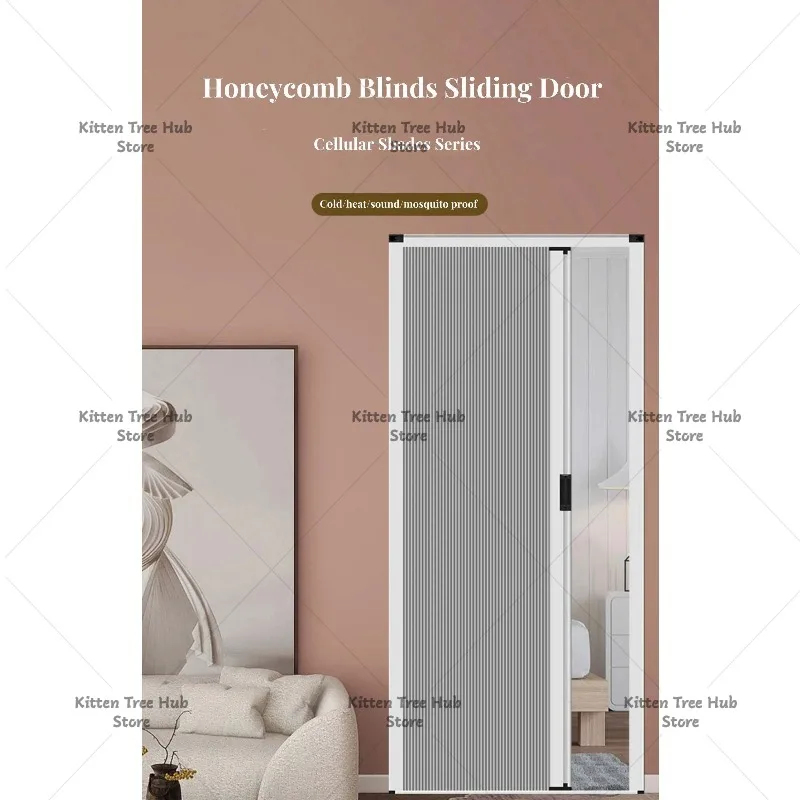 Custom Trackless Aluminum Frame Honeycomb Sliding Door Darkening Privacy Insect Proof Washable Cellular Blind For Balcony