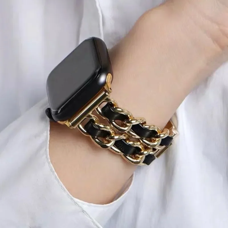 

Chain Link Strap For Apple Watch Band 49mm 46mm 45mm 44mm 38mm 40mm 42mm Stainless Steel Bracelet For iWatch Ultra2 10 9 8 7 6 5