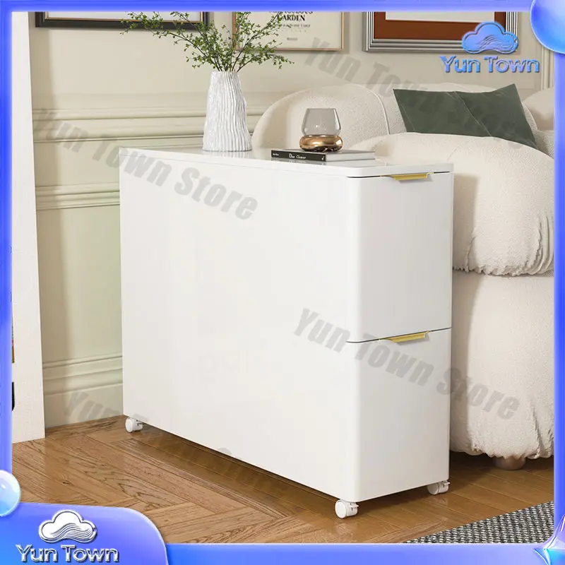 Compact Bedside Table for Small Spaces Living Room Side Table for Sofa Narrow Gap Storage Cabinet Portable Luxury End Table