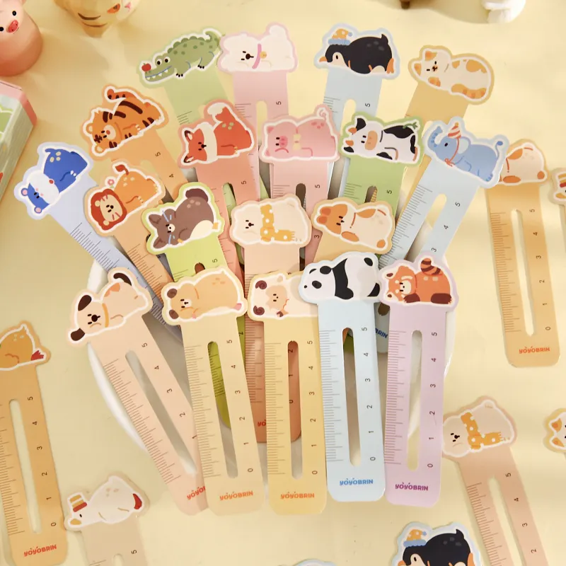 Mr. Paper - Paquete de 50 Marcadores de Libros con Dibujos Animados de Animales, Lindos Osos y Gatitos, Regla para Estudiantes, Útiles Escolares