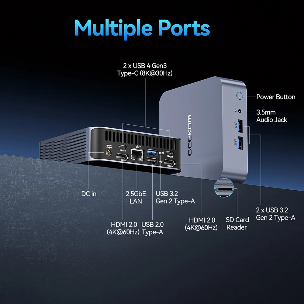 GEEKOM GT12 Pro Mini PC, Intel Core i7-12650H 10 Core Max 4.7GHz, 32GB RAM 1TB SSD, WiFi 6E Bluetooth 5.2, 3*USB 3.2 1*USB 2.0