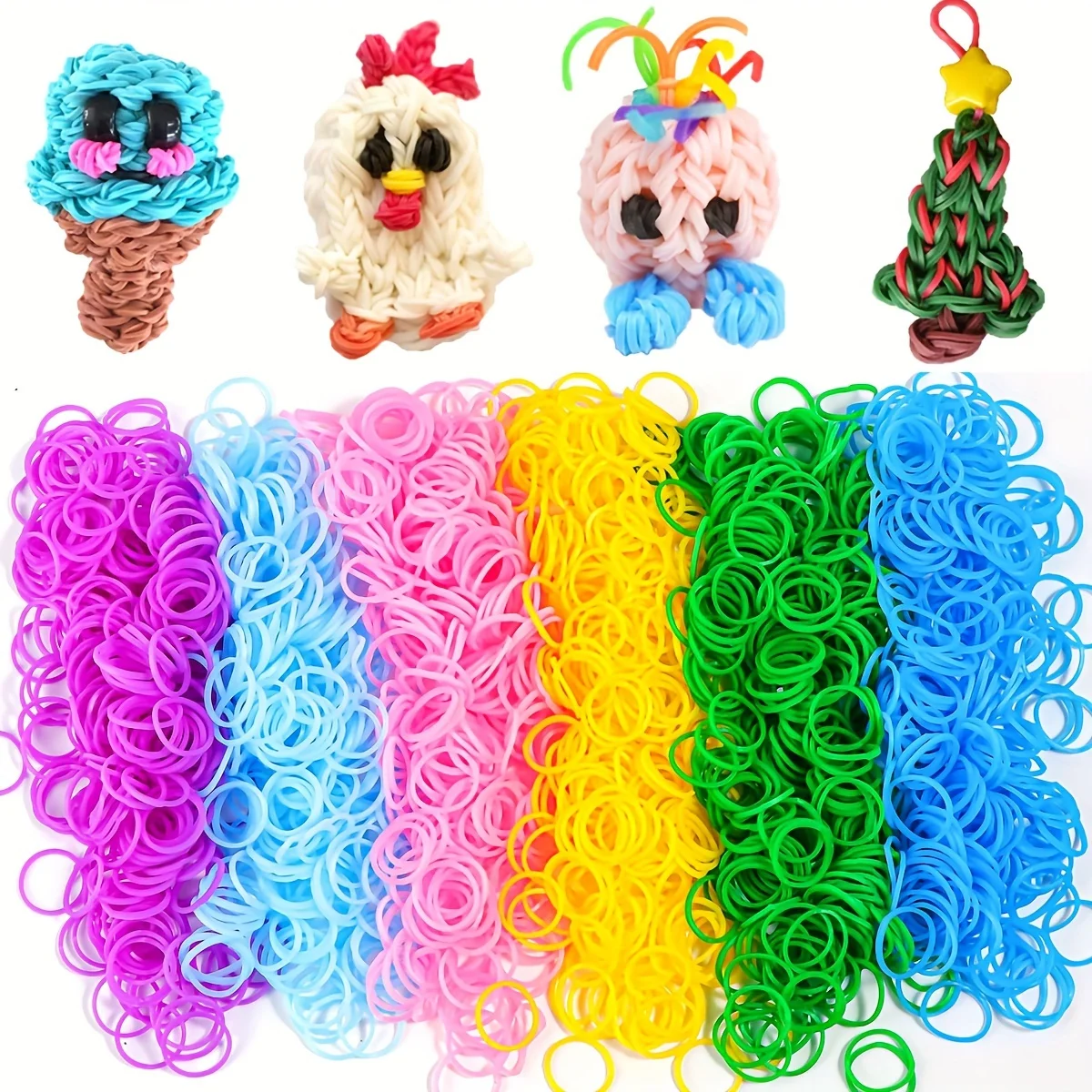 1500pcs/bag - Rubber Loom Bands DIY Bracelet Making Set Rubber Bands for Bracelets Toys for Girls Christmas Gift