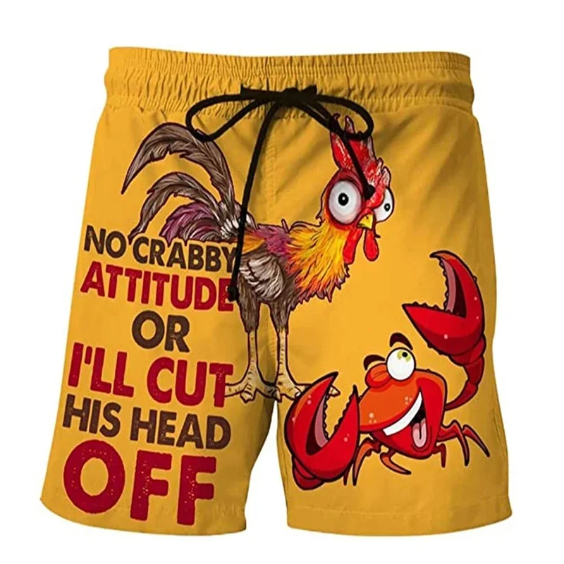 Funny Fruit Banana Pattern Short Pants For Men Shark Chicken 3D Printed Beach Shorts Summer Vacation Surfing Swimming Trunks