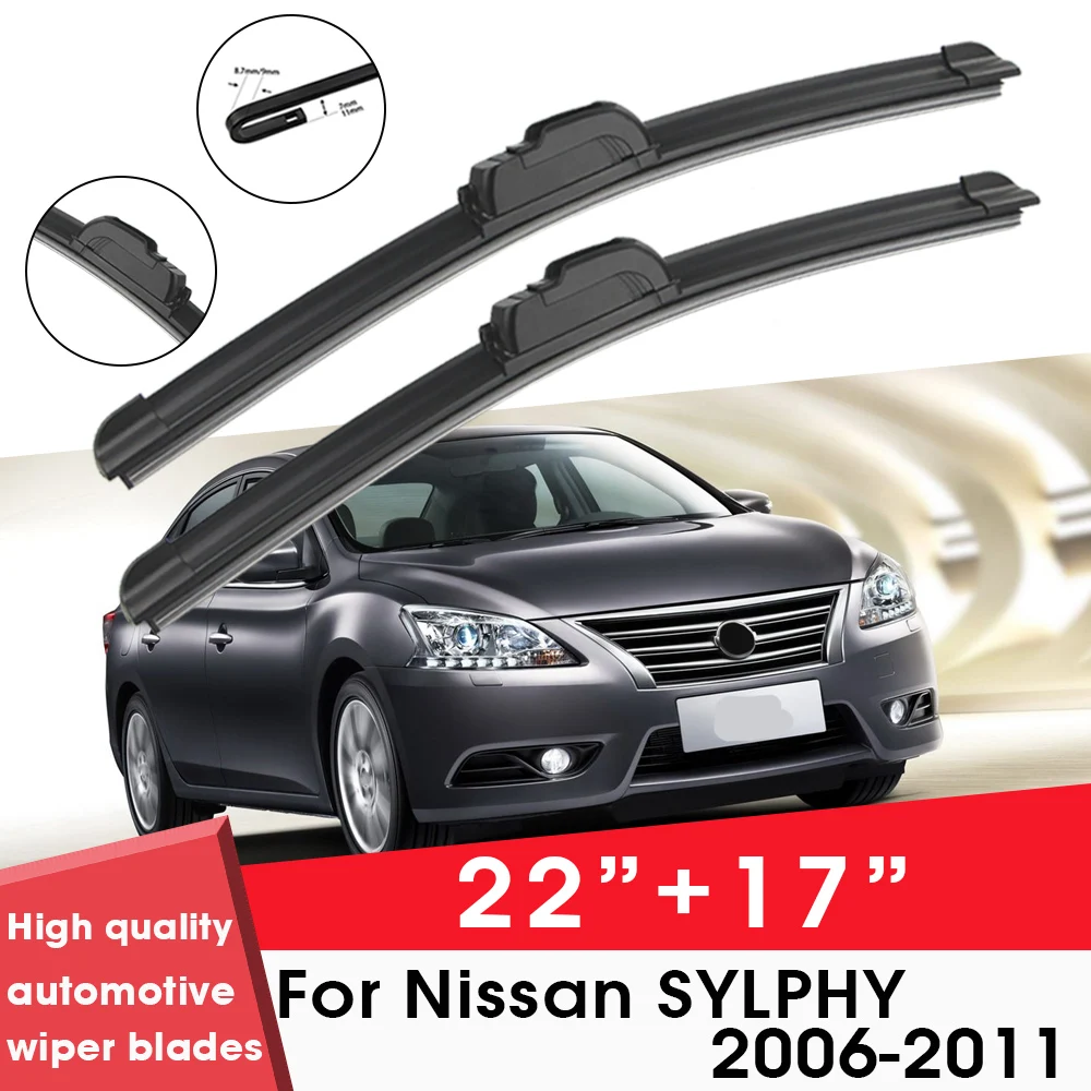 

Car Wiper Blade Blades For Nissan SYLPHY 2006-2011 22"+17" Windshield Windscreen Clean Rubber Silicon Cars Wipers Accessories