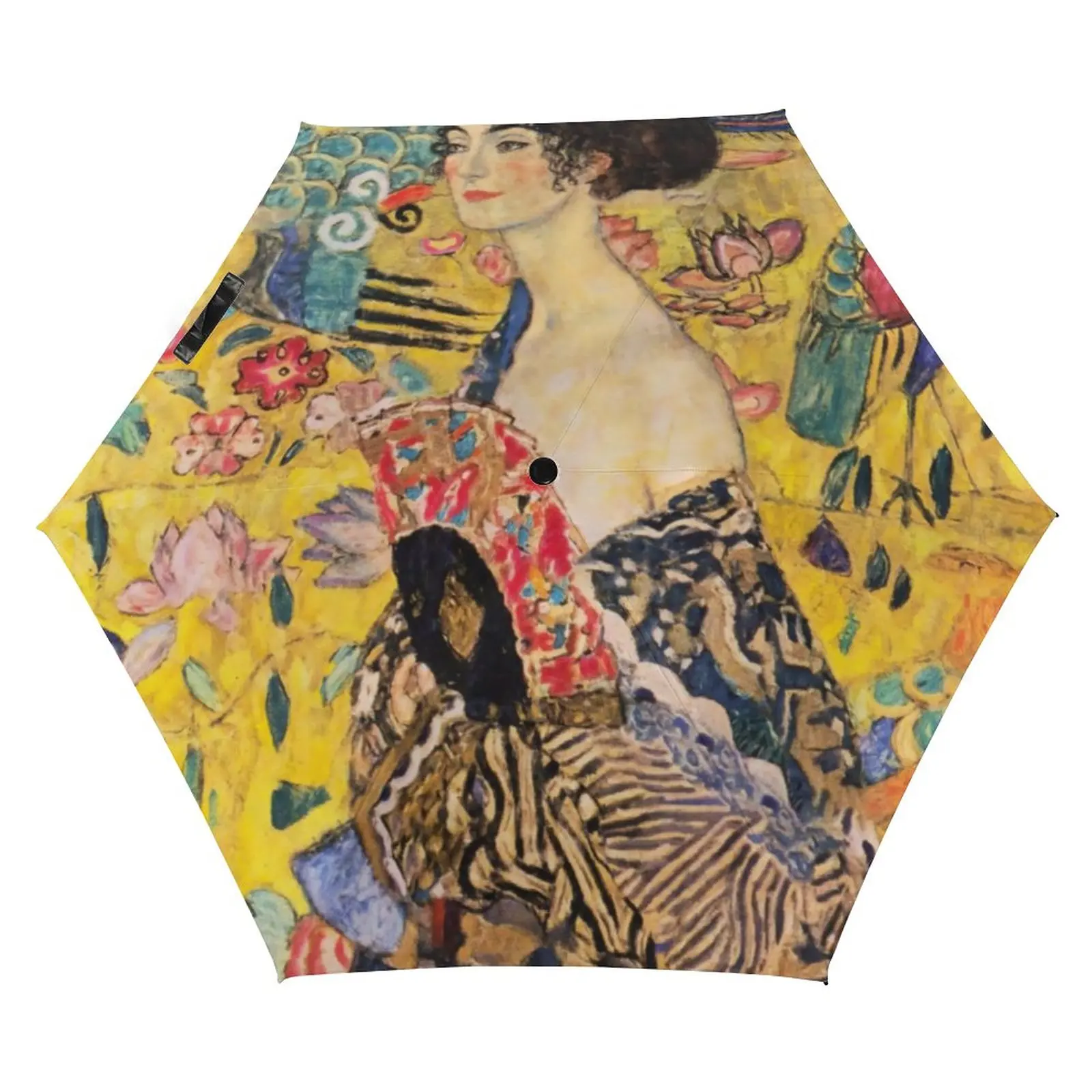 Gustav Klimt Pocket Umbrella Modern Art Print Umbrella Black Coat Windproof 5 Fold 6 Ribs Umbrellas for Men Women