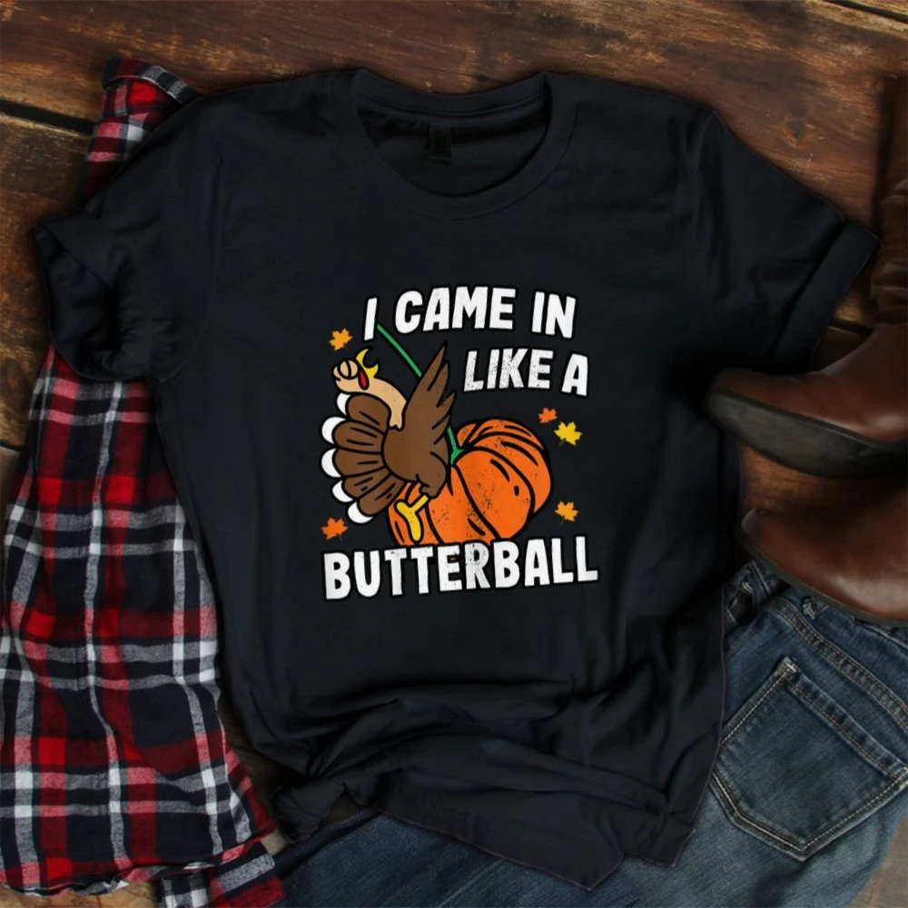 الرجال النساء الرجال تي شيرت للجنسين لقد جئت في مثل كرة الفراشة الشكر تركيا الرجال تي شيرت-220 جرام للجنسين Harajuku موضة الاتجاه #3