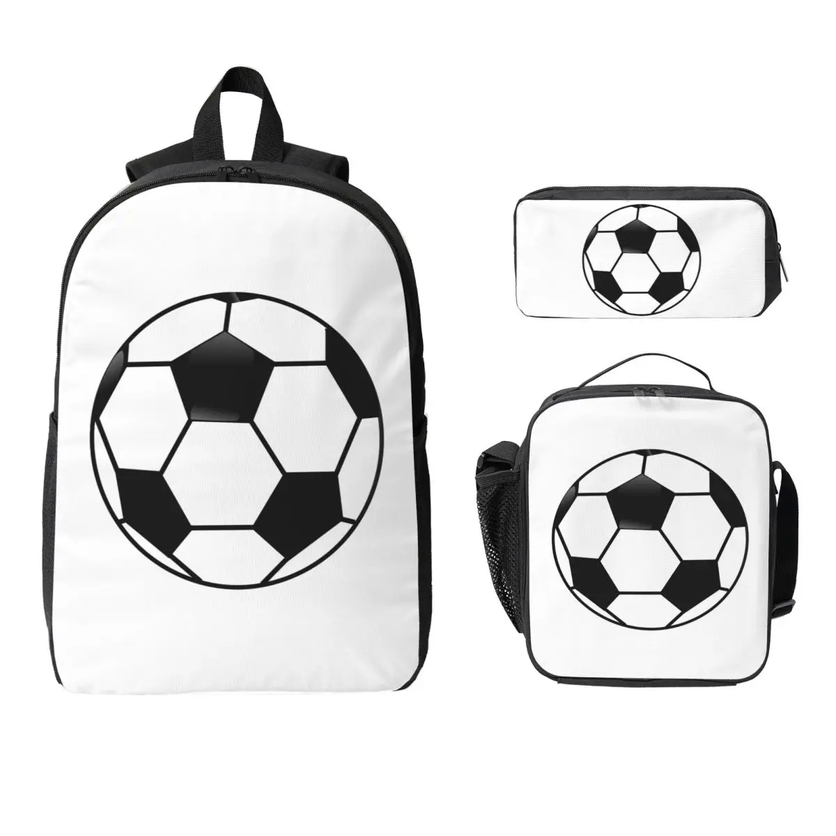 

Sports Soccer Ball Backpack Student BookBag School Bag Computer Shoulder Bags 3ps Insulated Lunch Bag Pencil Case