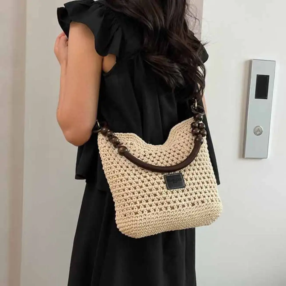 

Simple Hollow Out Beach Woven Bag Beach Handbag Large Capacity Bohemian Beach Bag Tote Bag Bucket Bag Hollow Shoulder Bag Travel