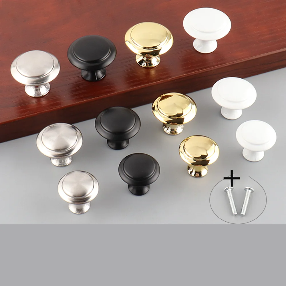 

906 Door Handles Furniture Cabinet Round Knobs Muebles Handle Kitchen Solid Handles Drawer Hardware Pulls Cupboard With Screws