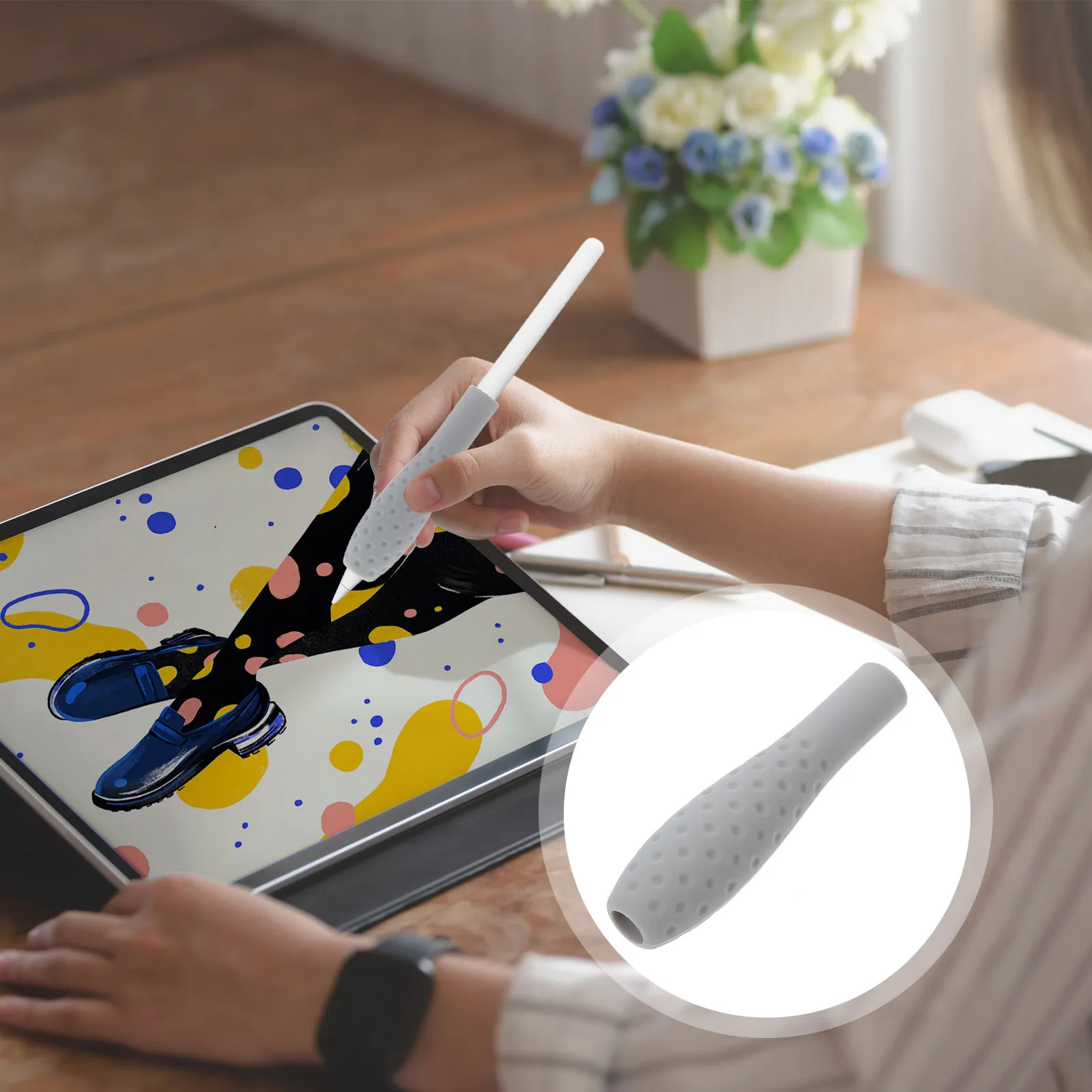 Protective Stylus Sleeve Cover Silicone Grip Holder Grey Soft Silicone Pencil Sleeve Compatible Pencil Reduces Finger