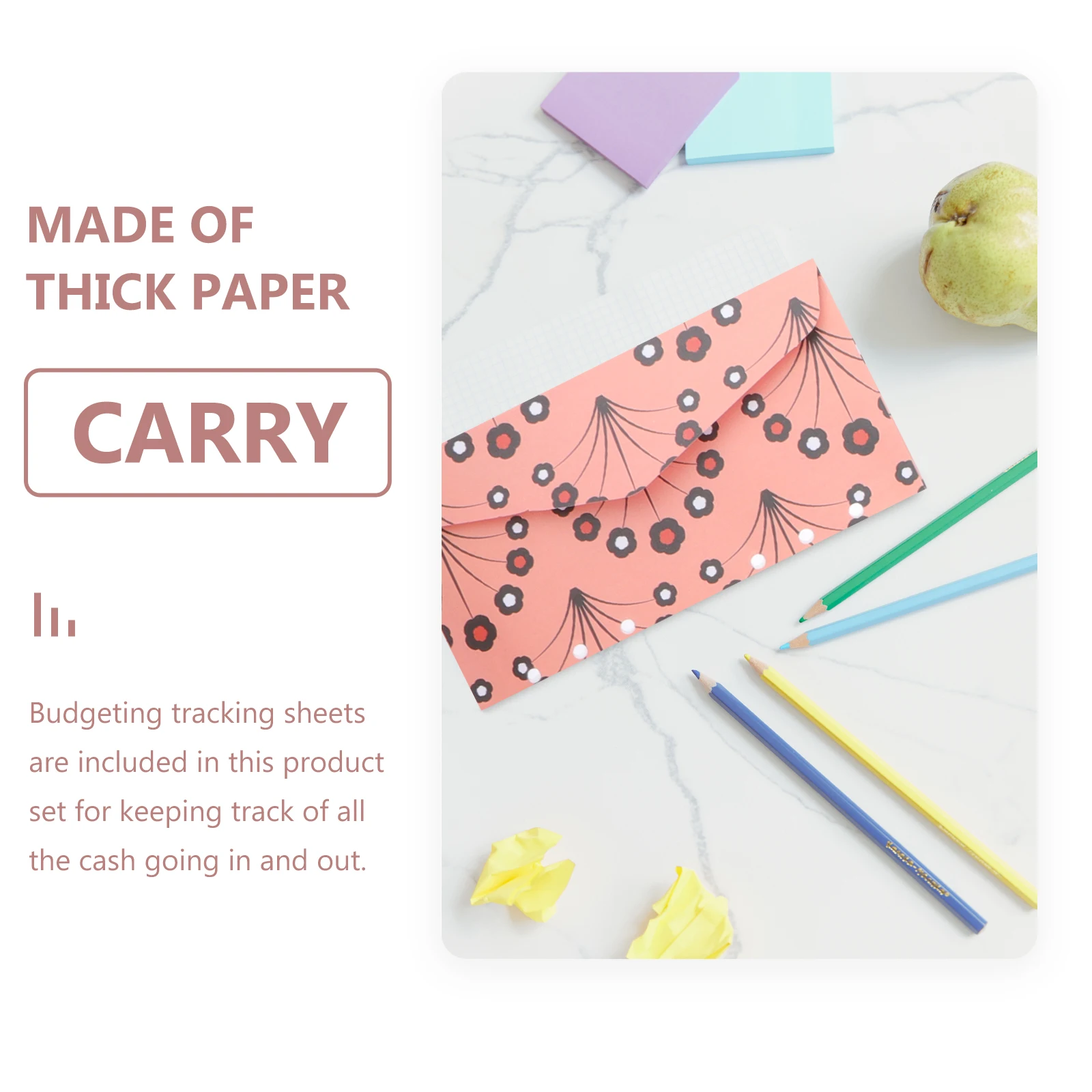 1Set High-Grade Paper Material Expense Recording Cards Portable Storage Cash Management Cash Envelopes