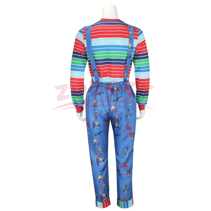 Disfraz de cosplay de Chucky para adulto, disfraz de película Chucky, camisa, pantalones, traje, fiesta de Carnaval de Halloween, ropa de terror para hombre