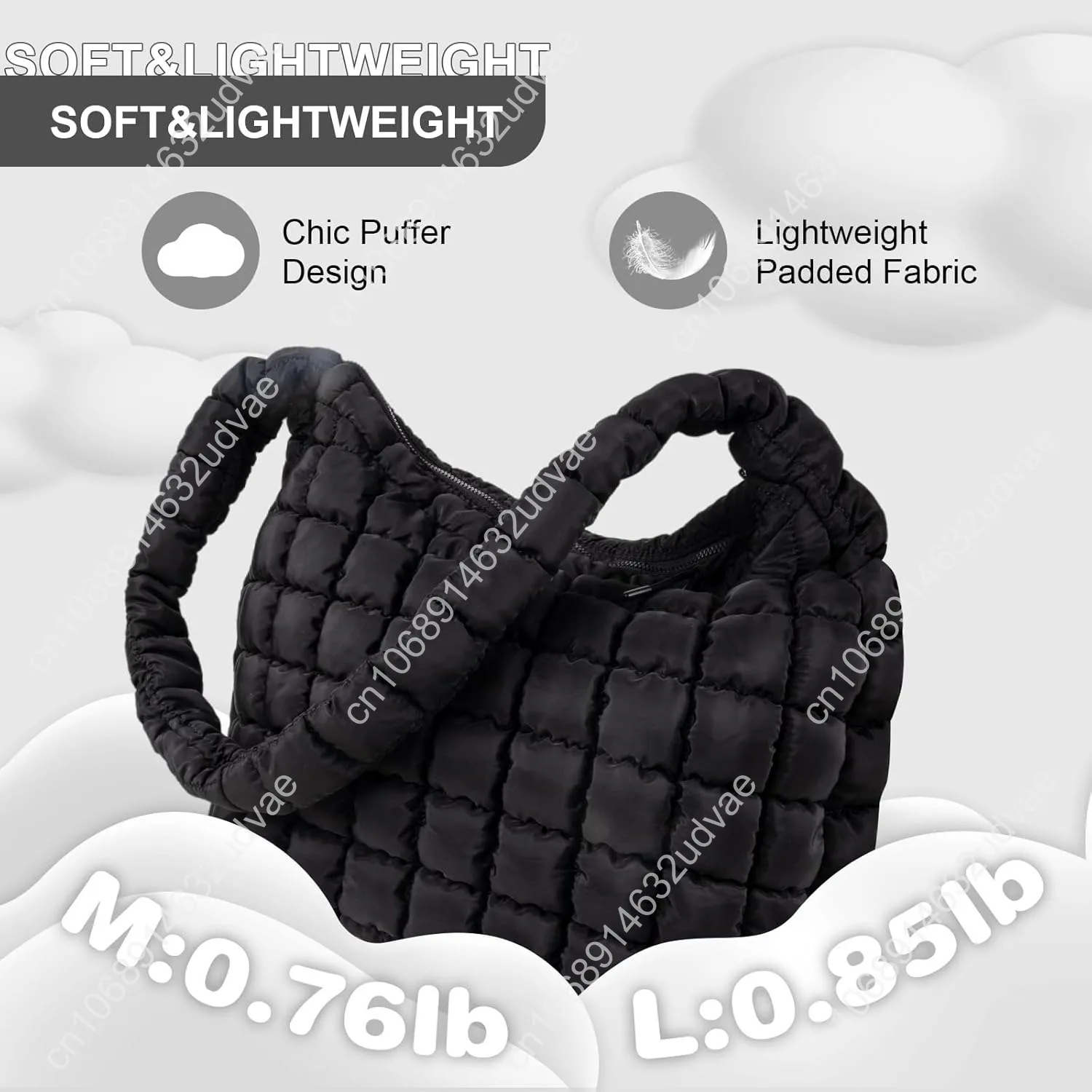 Quilted Puffer Tote Bag Purse Puffy Crossbody Shoulder Bag,Lightweight Nylon Hobo Bag Puffer Carryall Bag for Women Girl