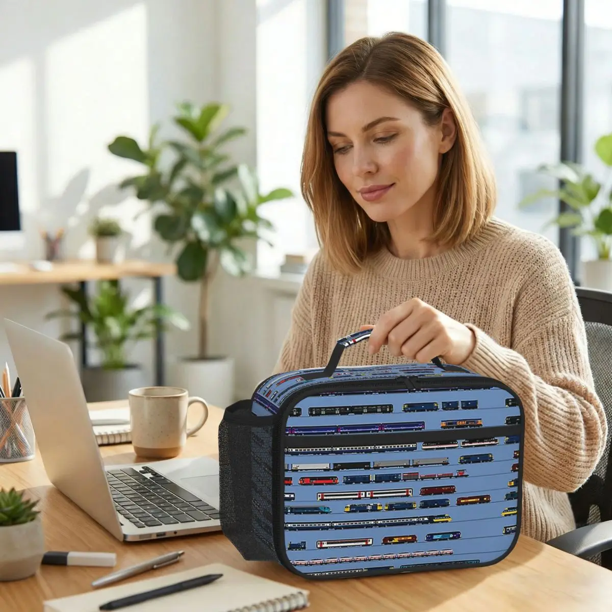 British Trains Isolierte Lunchtasche für Damen, Büro-Kühltasche, Thermo-Lebensmittelbox, tragbare Lunchboxen, Behälter