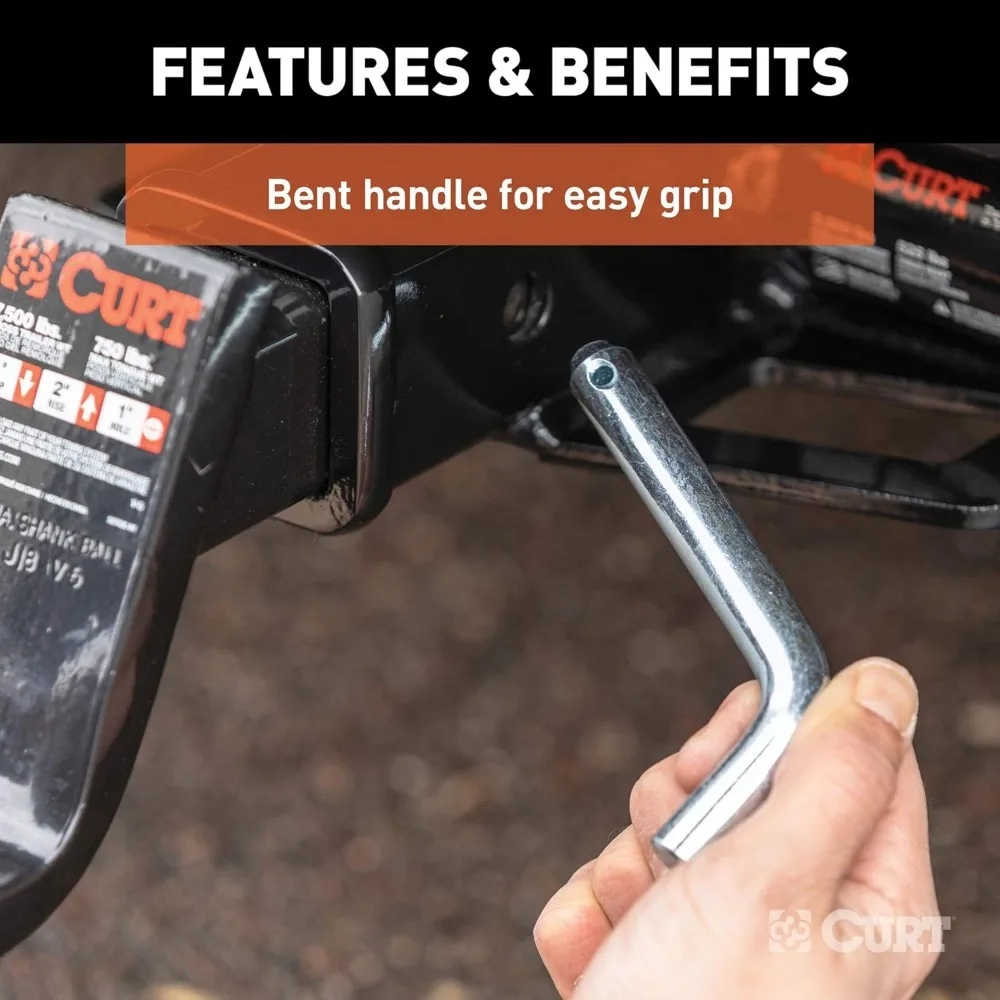 Pino e clipe de engate de reboque de 5/8 polegadas, cabe em receptor de 2 ou 2-1/2 polegadas, revestimento de zinco transparente