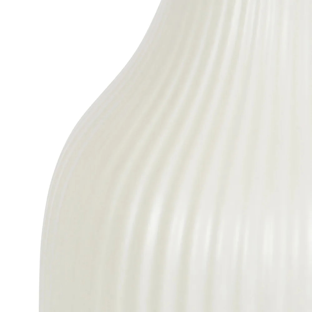 Ribbed Ceramic Vase, 8.5", Cream