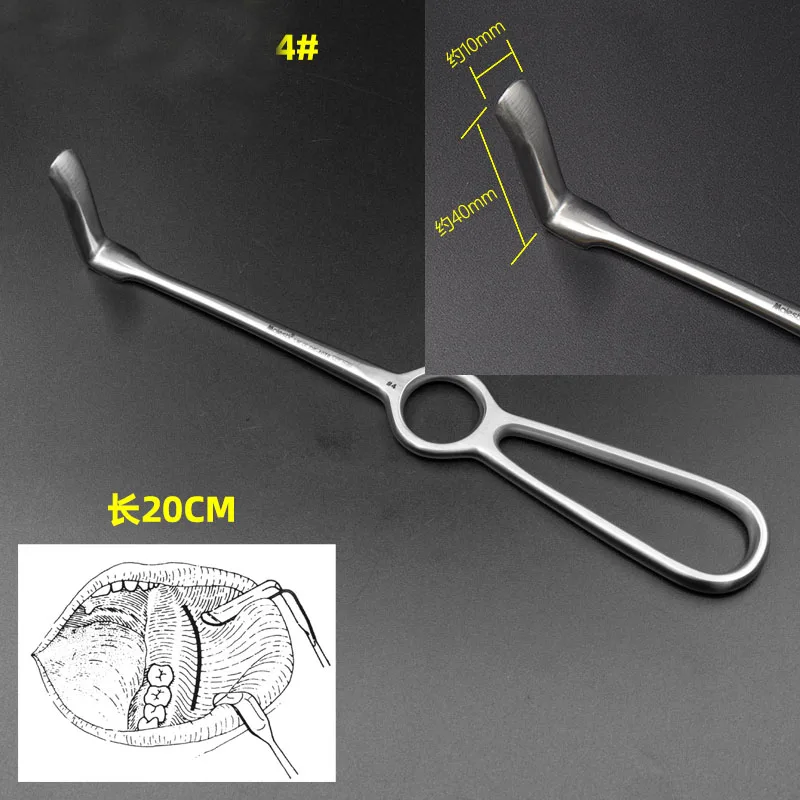 Dental implants - Maxillofacial soft tissue hooks - Upward and downward curved stainless steel cosmetic plastic tools - Surgical