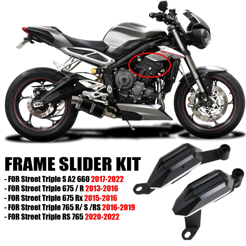 

Motorcycle Engine Guard Anti Crash Frame Slider Kit Falling Protector Cover FOR Street Triple 765S 765R 765RS RS765 675Rx 675R