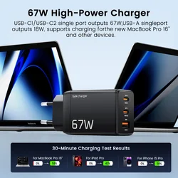 MOVESPEED 67W USB-C Charger Fast Charging 65W PD Type C PPS GaN Charger Adapter for iPhone 16 Pro MacBook Air Samsung S24 Huawei