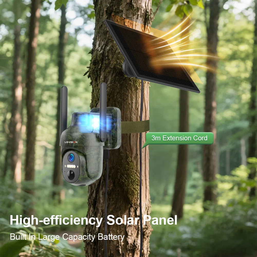 LS VISION 4MP UBOX 4G SIM Solar Security Camera WiFi Outdoor Cam Human/Animal Detection Cctv Waterproof Wildlife Hunting Camera