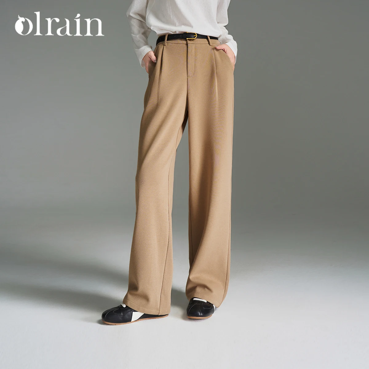 

OLrain женские повседневные прямые брюки 2021, осенние свободные длинные брюки с карманами, простые однотонные прямые женские брюки O57QK001106