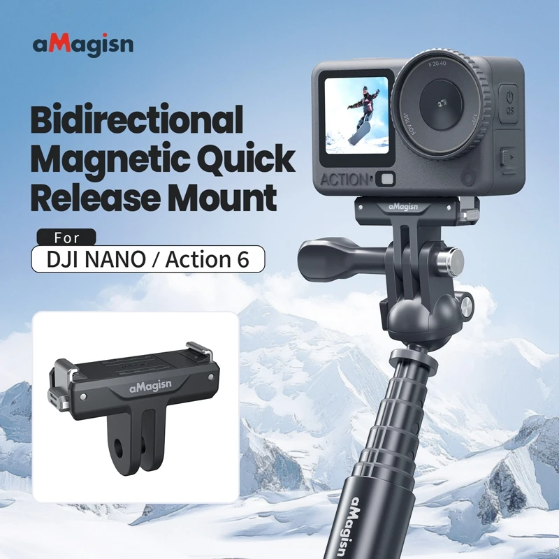 For DJI OSMO Action 6/Nano Camera Bidirectional Magnetic Adapter Quick Release Mount Base Two Claw Expansion Bracket Accessories