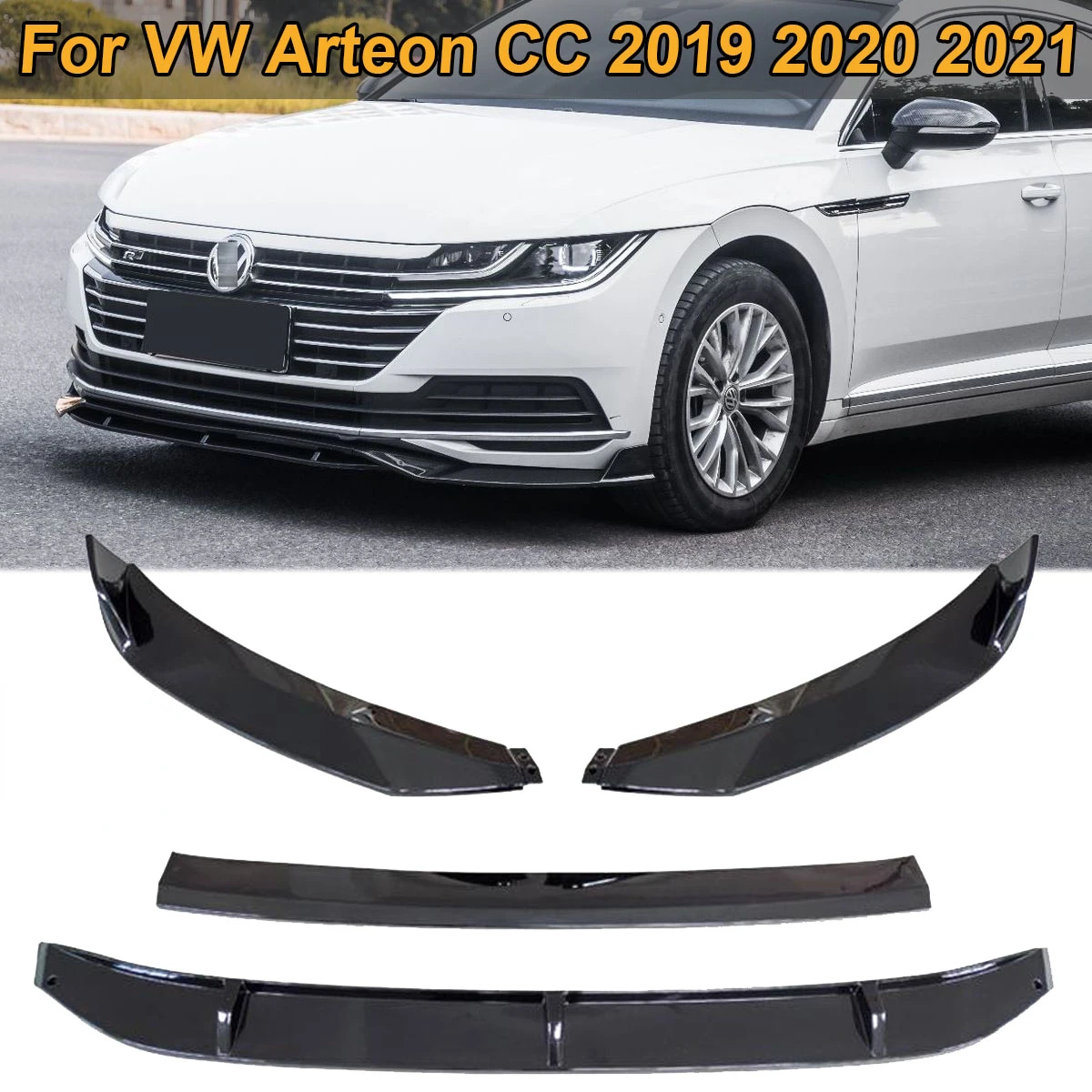 

Front Bumper Lip Spoiler Side Splitter Body Kit Guards Protection For Volkswagen VW Arteon CC 2019 2020 2021 Car Accessories