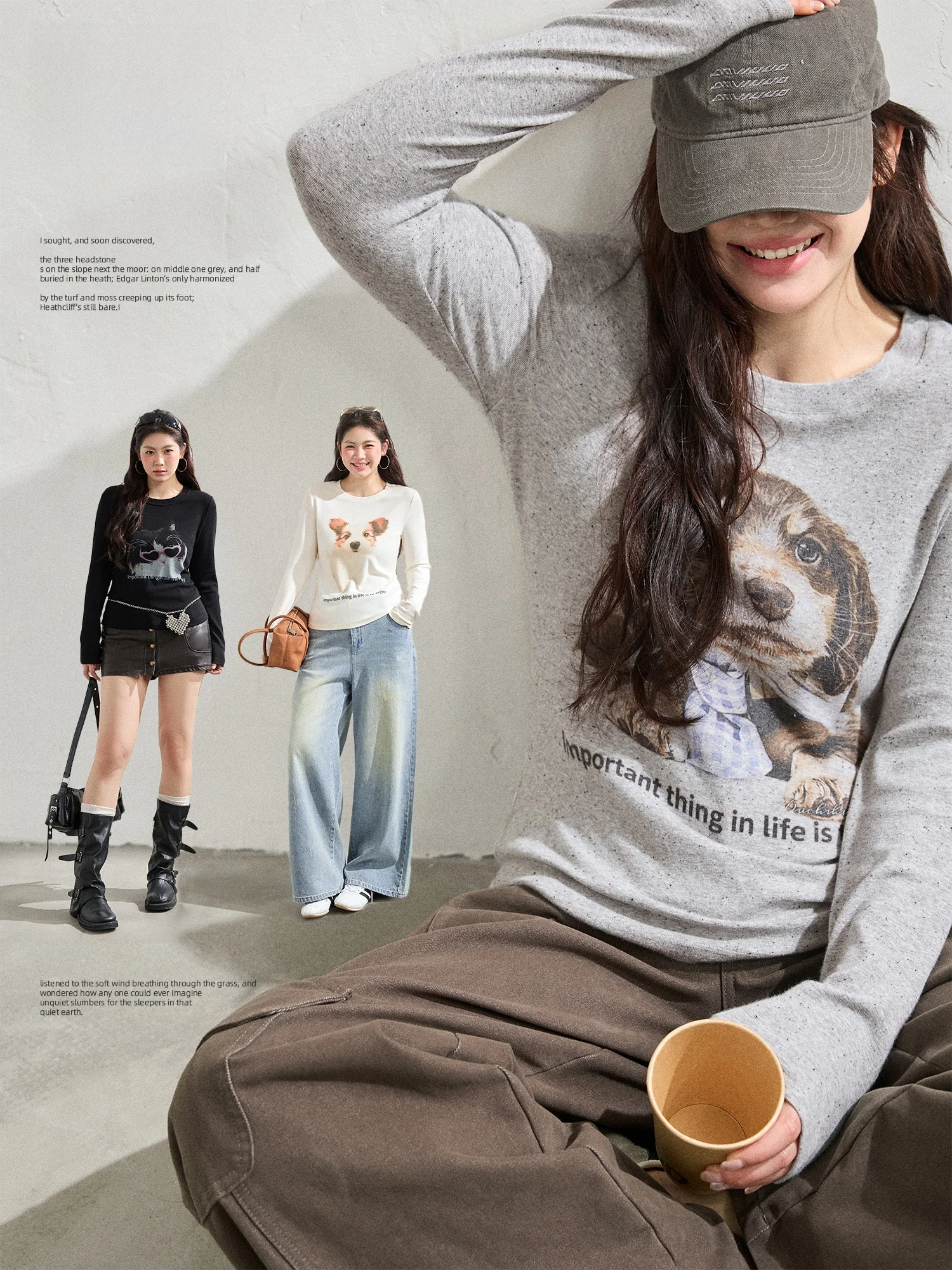 

plus Size Women's Long Sve Printed Slim Fit Spring Top Adorable Pet Design High Waist American Sle Faion Inner Wear