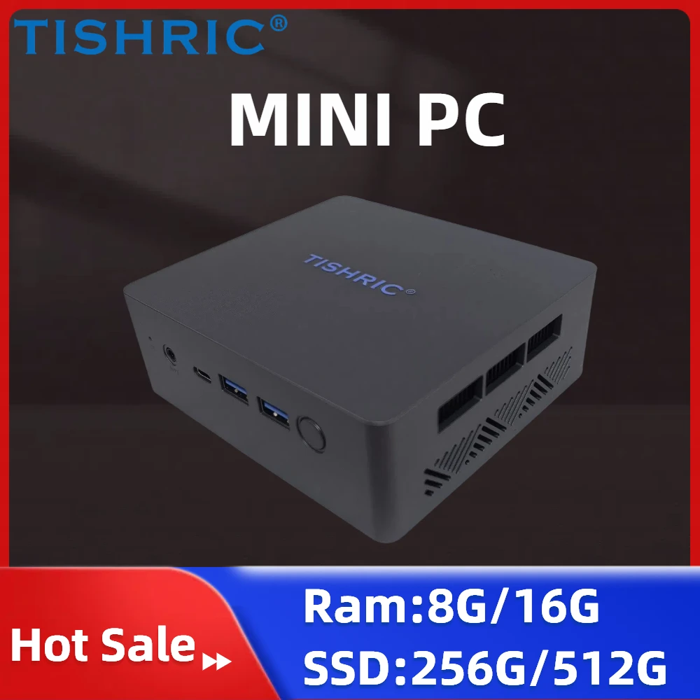Microcomputador TISHRIC N100 de 12a geração |   Mini PC industrial de tela dupla 4K |   Memória DDR4 |   Micro PC para escritório doméstico