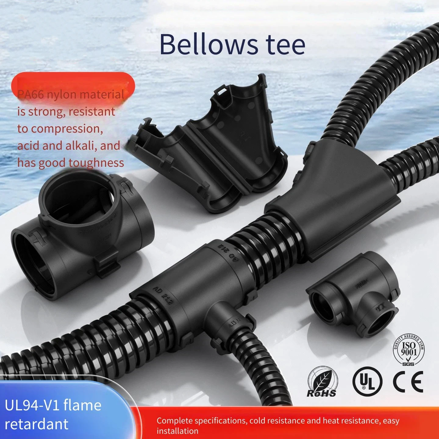 

Flame-retardant PA66 nylon corrugated pipe tee joint T-type wire harness buckle diverter Y-type openable hose buckle