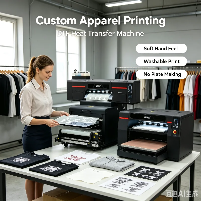 A1 DTF Printer for Textile Printing with 2 i3200 Heads High Resolution PET Film CMYKW Inkjet Printer Built-in smoke purifier