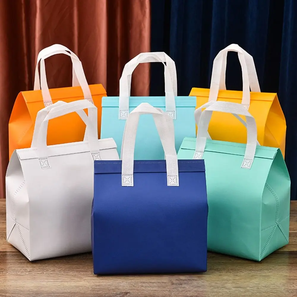 Waterproof Takeaway Thermal Insulated Bag Foods Beverage Delivery Handbag Cooler Ice Pack Square Picnic Lunch Bag for Restaurant