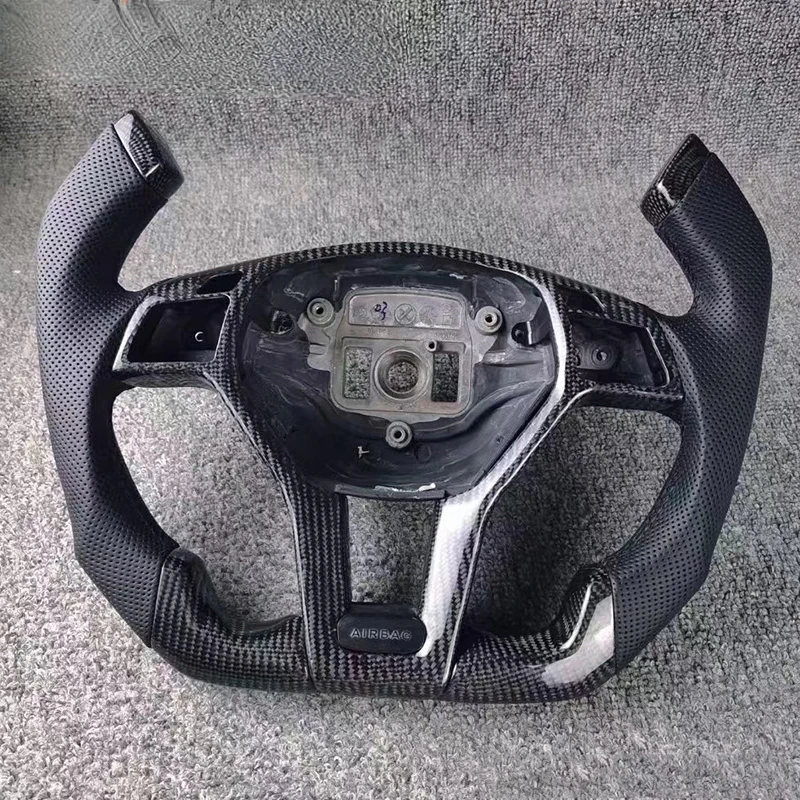 

Carbon Fiber With Perforated Leather Steering Wheel For Mercedes Benz W204 C W207 E W176 A GLK CLA C204 2006-2011