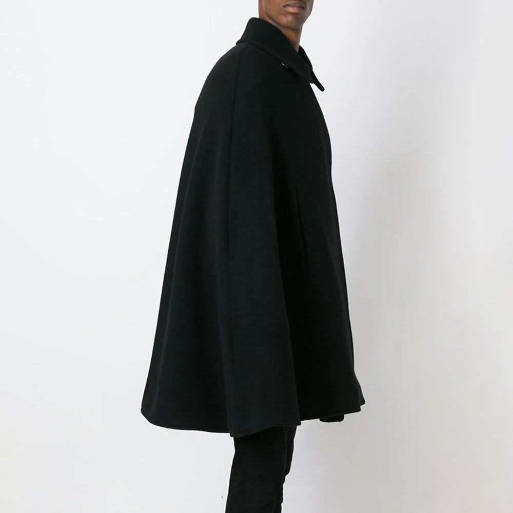 Mens Dark Gothic Draped Cape Autumn Streetwear Fashion Avant Garde Layering  Windproof Arm Slit American Loose Outerwear 2026