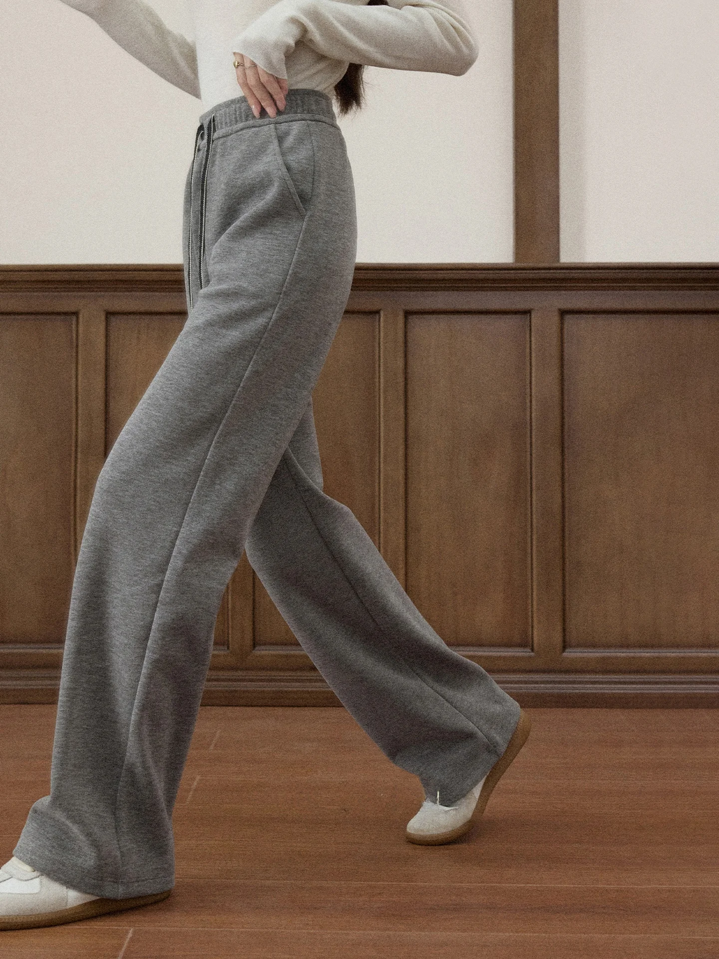 

Женские повседневные брюки с высокой талией и драпировкой, осенне-зимние, универсальные, прямого кроя, свободные, элегантные, простые и стильные