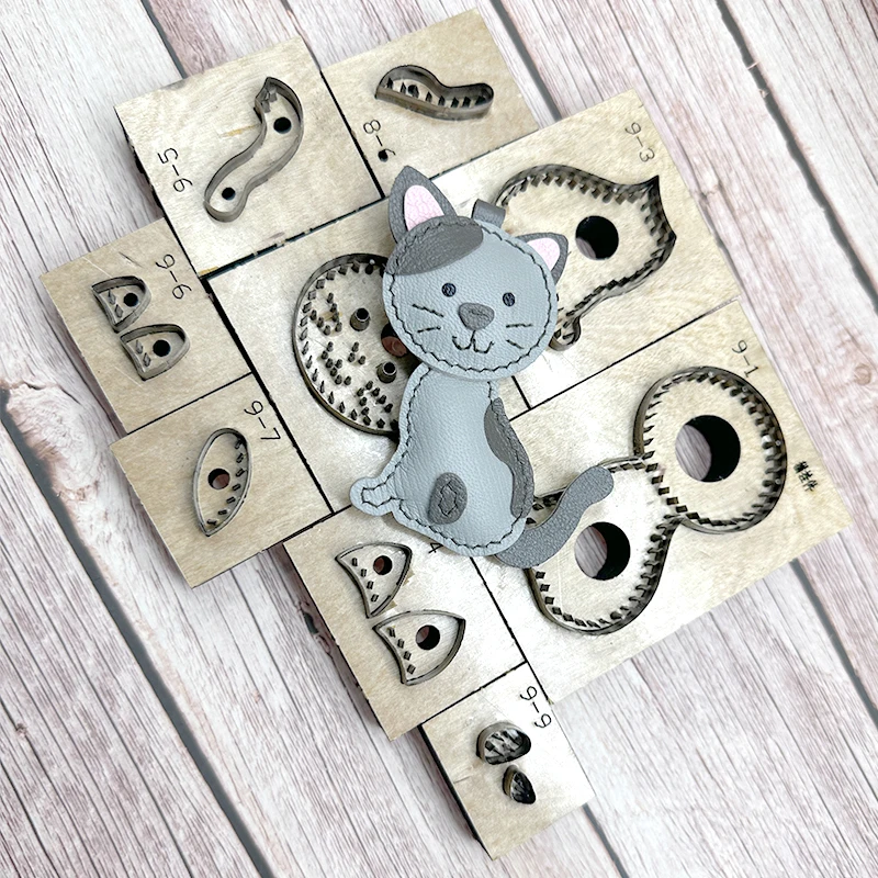 Picture 6: Cat Key pendant cat bag hanging ornament cutting mold Manual leather cutting tool die leather tools sew