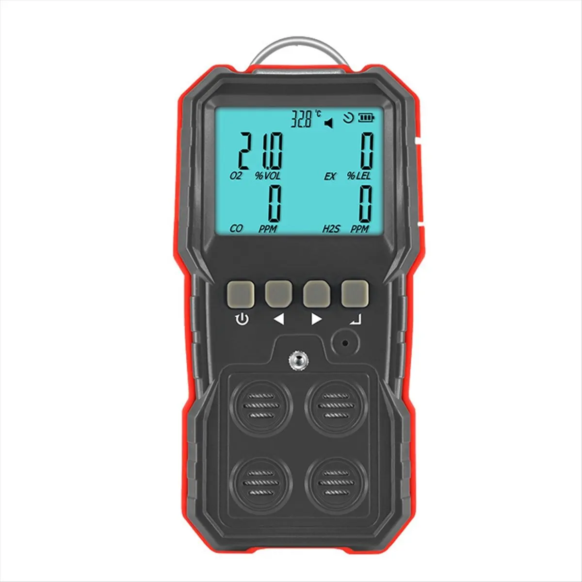 DT704 Mon.Digital Compoud Gas Monitor LCD Display Rechargeable Combustible O2 H2S CO Gas Leak Sensor Sound-Light Vibration Alarm