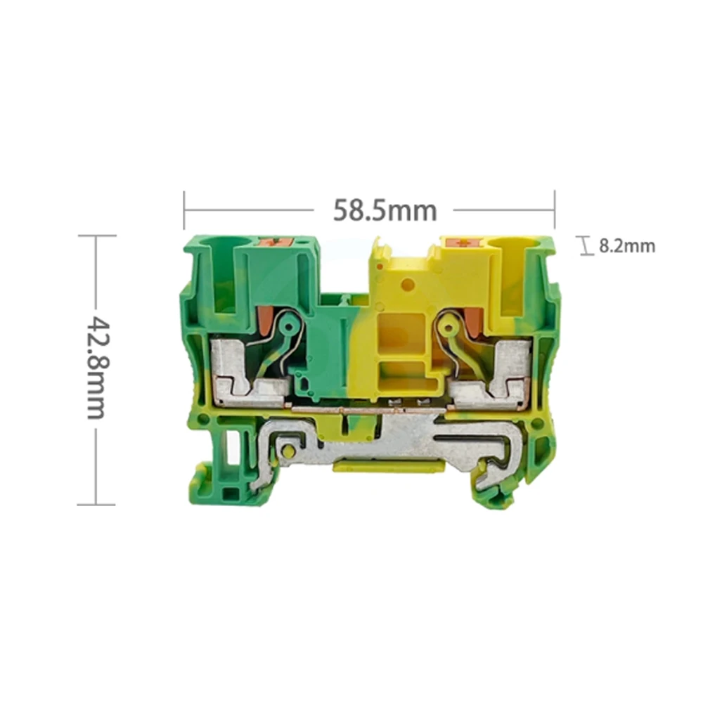 10 Pcs PT6-PE Spring-Loaded Plug-in Combination Rail-Mounted Quick-Connect Terminal Block