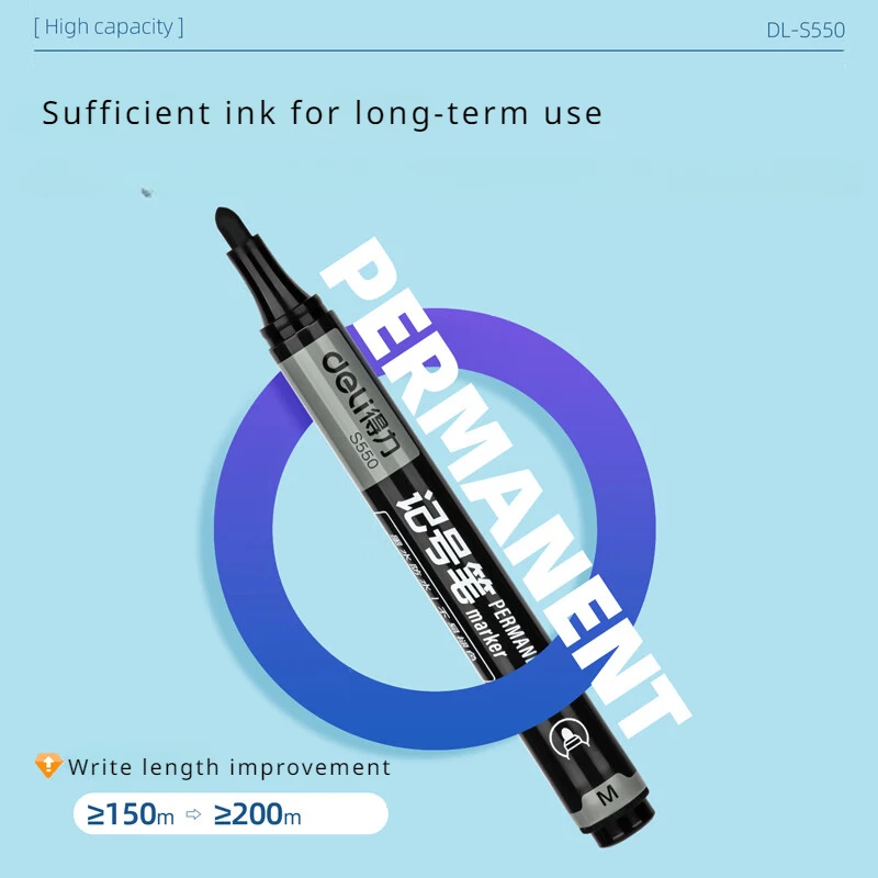 Deli Oil-Based Thick Tip Marker Pen for Logistics Signature Marker Pen Office Supplies