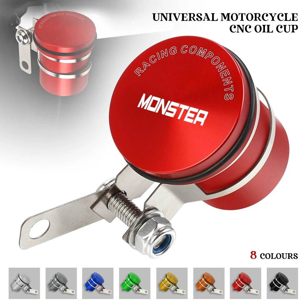 

Universal CNC Aluminum Motorcycle Rear Brake Fluid Tank Reservoir Oil Cup For DUCATI Monster 1000S 400 620 696 1998 1999 -2018