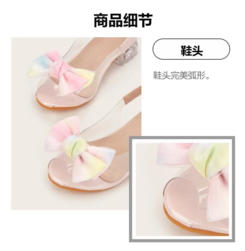 2026 ربيع وصيف جديد حذاء للأطفال الفتيات عالية الكعب الاطفال شفافة كعب سميك القوس الجنية الرياح الصنادل أحذية الشاطئ الموضة #6