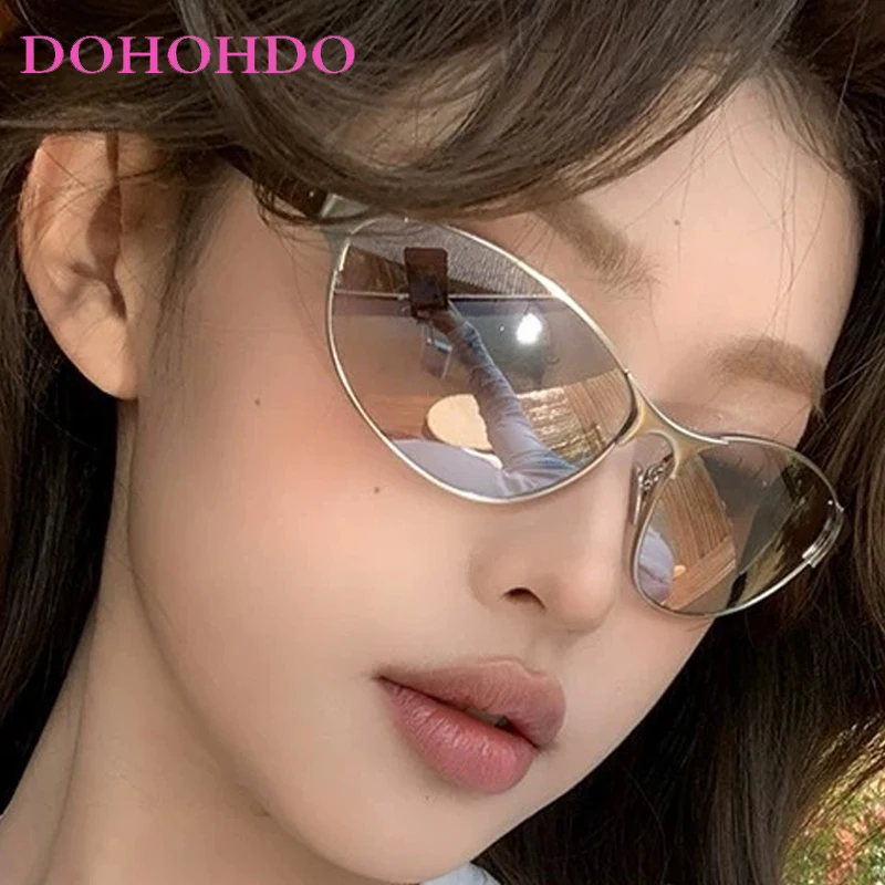 

Trendy Punk Y2K Cat Eye Metal Women Sunglasses Fashion 2025 New Men Sunglass Driving Shades Travel Shade Goggles UV400 Lentes