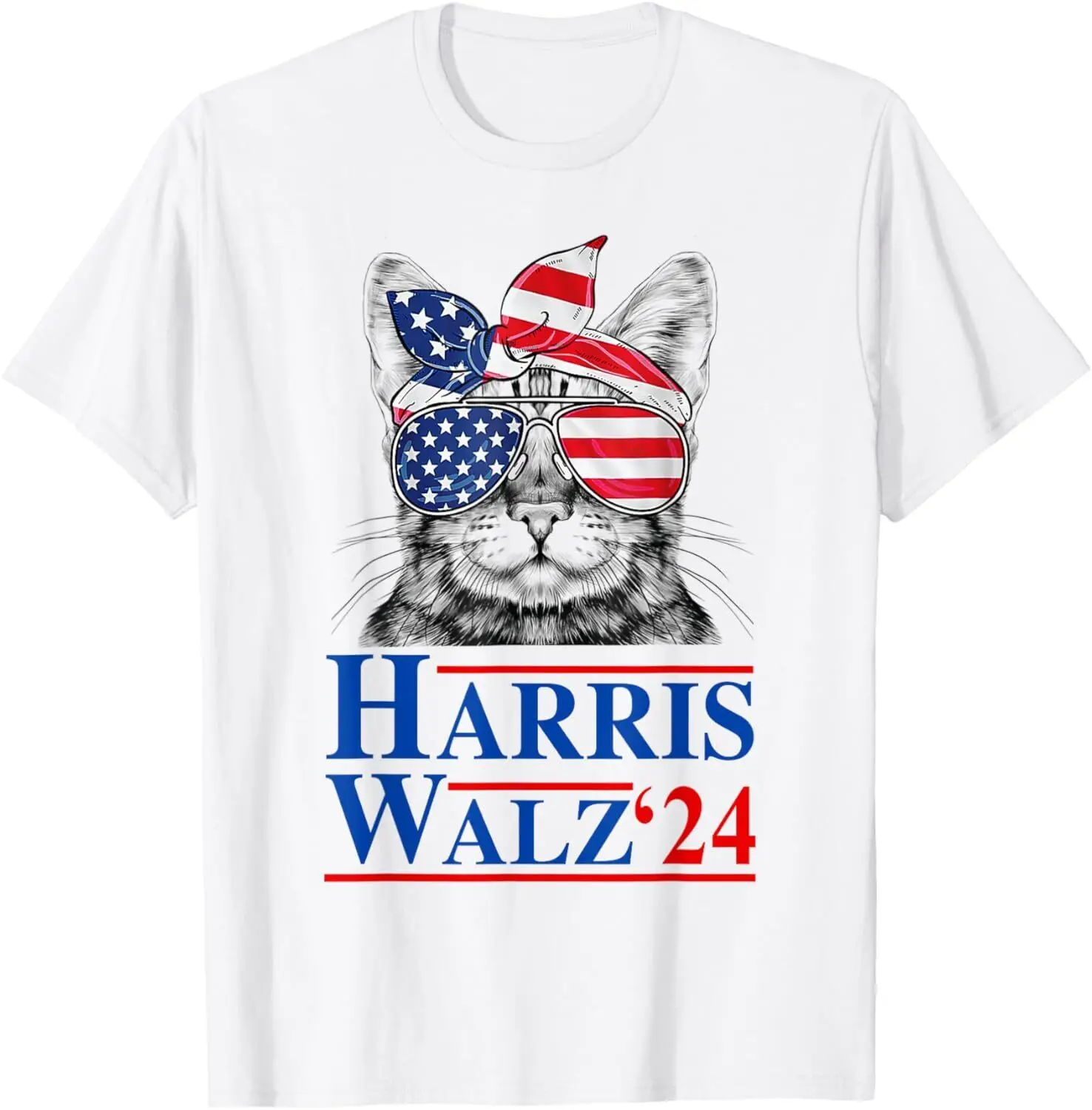 

Harris Waltz 2024 Election Funny Cat Kamala Harris Tim Walz T-Shirt