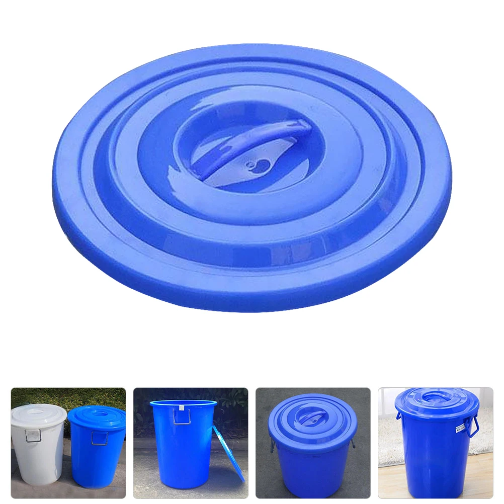 

Plastic Trash Can Lid Reliable Smooth Surface Easy Installation Wind Rain Proof Round Replacement Outdoor Blue Waste Bin