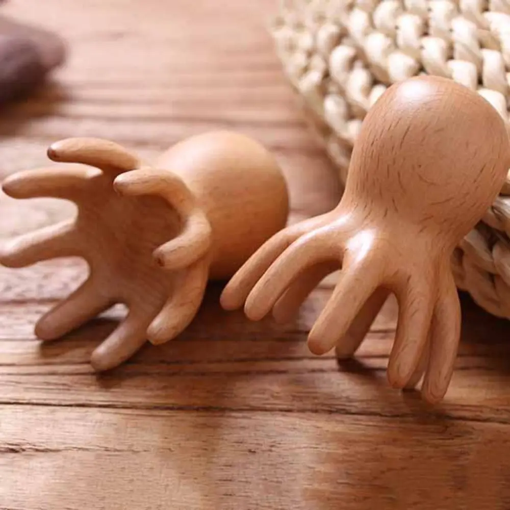 

Scraping Device Octopus Massage Comb Meridian Dredging Acupoint Stick Beech Wood Comb Anti Static Head Blood Circulation