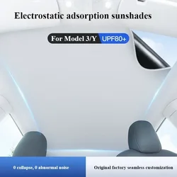 Suitable For Tesla Suede Sunshade Electrostatic Adsorption Model Y Roof Skylight Curtain Sun Protection And Heat Insulation