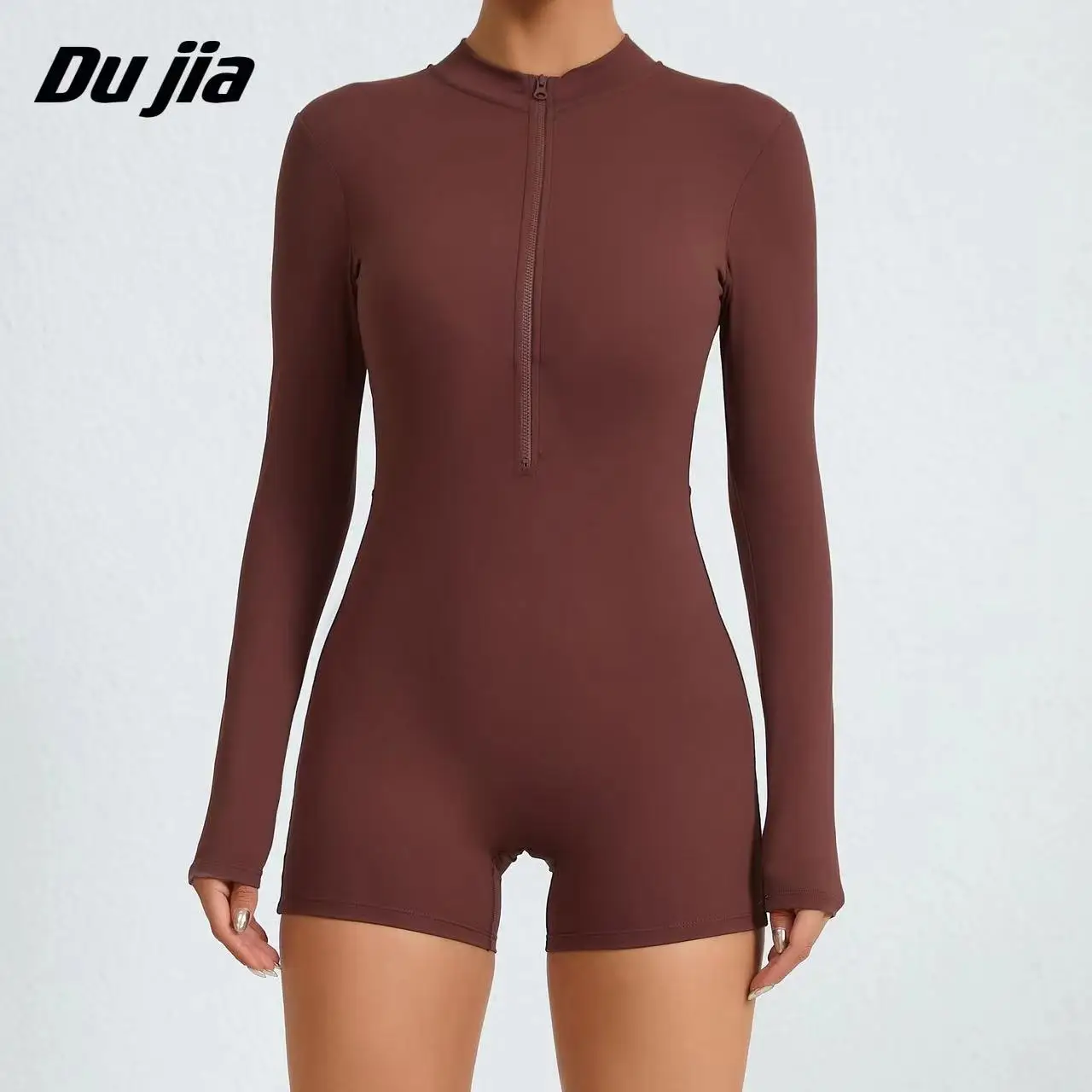 Long Sleeve Zipper Jumpsuit for Women One Piece Yoga Set Nylon Bodysuit Women Workout Clothes Gym Runing Push Up Set Sportswear